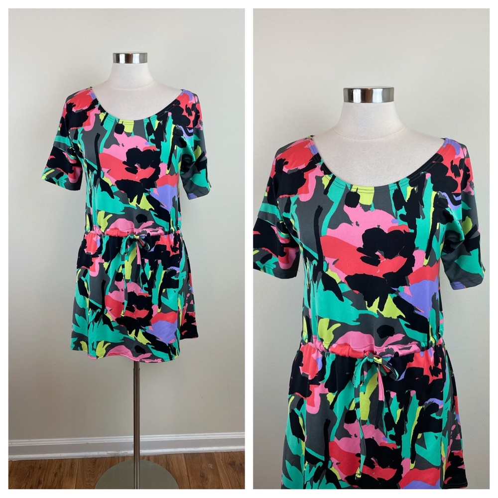 Tracy Negoshian Black Pink Green Colorful Dress Women Size XS Extra Small